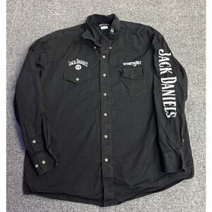 Jack Daniels Wrangler Men’s XL Black Whiskey Western Cowboy Button Down Shirt